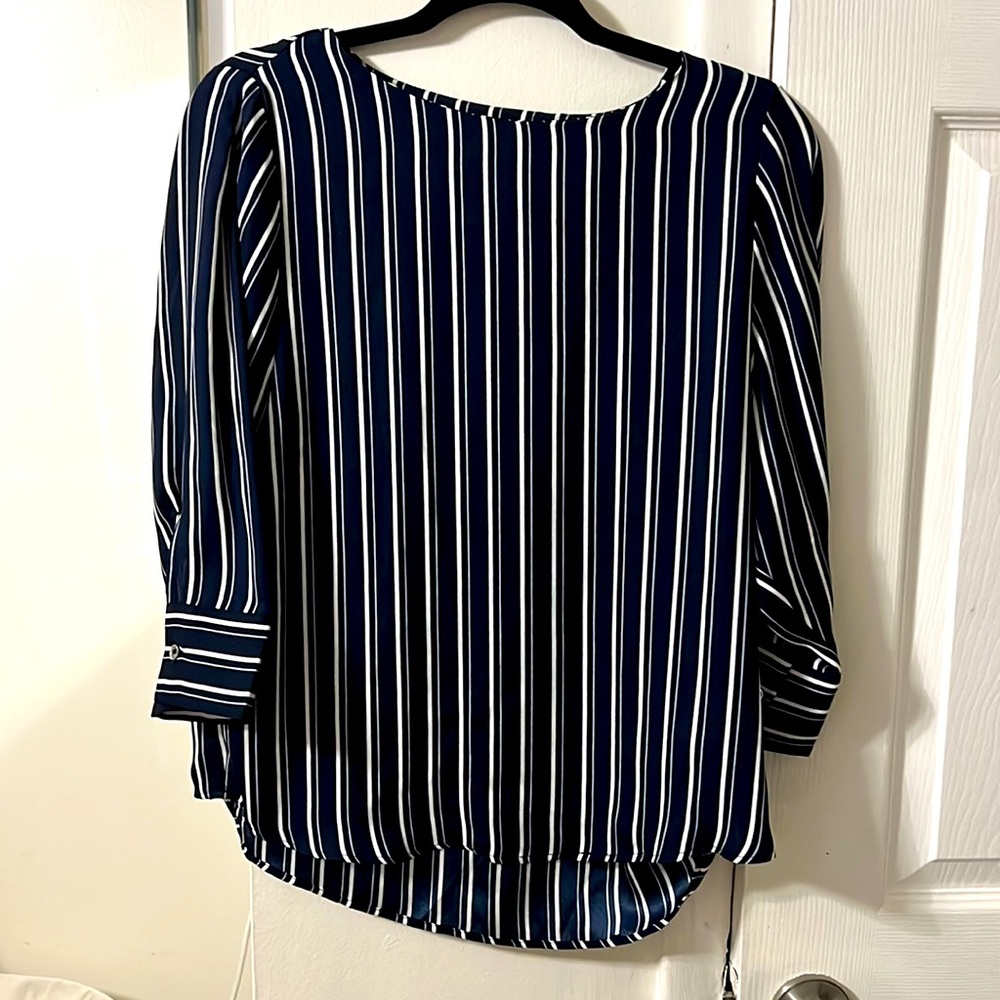 Navy and white strip blouse